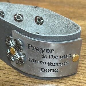 Inspirational Leather Bracelet - Gray | Prayer bracelet